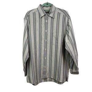 Ermenegildo Zegna Shirt Button Down Stripe Silk Blend Long Sleeve Men Sz L Italy